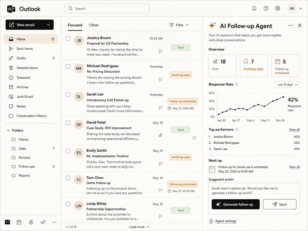 Outlook Follow-up Agent interface preview